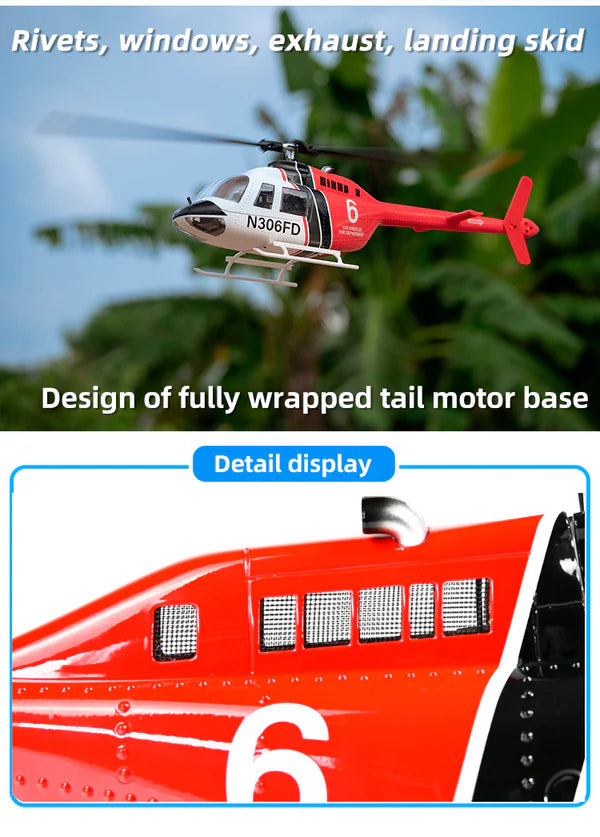 BELL206-RTF Flywing Bell-206 V3 6CH GPS 3D Hovering Auto Return RC RTF Helicopter