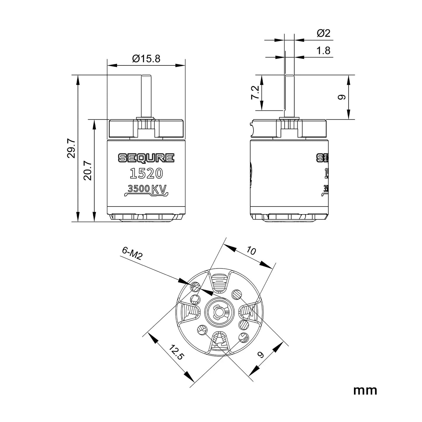 SEQURE ANT ESC / 1520 Motor / WiFi-Link Combo 2-3S ESCape32 3A BEC 6V High Performance Brushless Power Kit Suitable for 1/24, 1/18, 1/16 RC Crawlers