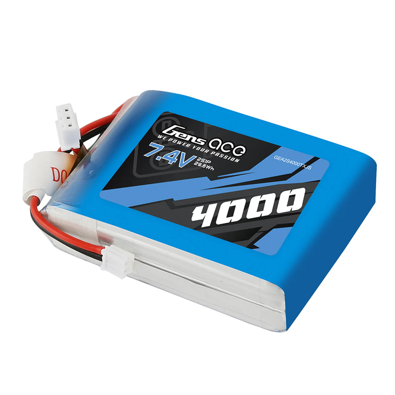 Gens Ace 4000mAh 7.4V 2S1P TX Lipo Battery Pack with JST-EHR plug (RM TX16S)