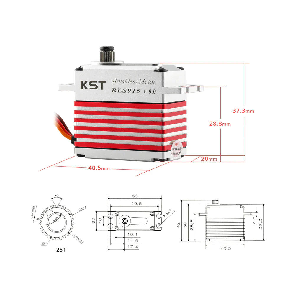 KST-BLS915V8 KST BLS915 V8.0 Digital Servo HV 8.4V 0.07s 25kg 347oz 2BB