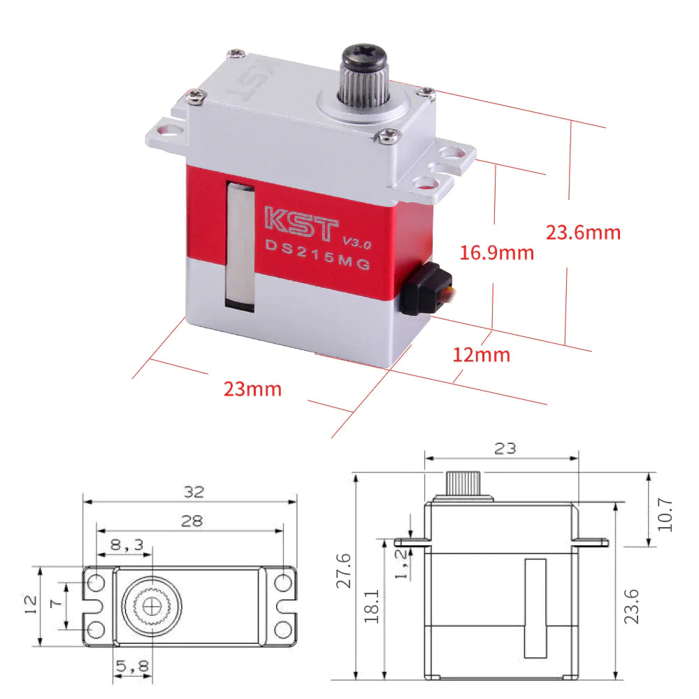 KST-DS215MGV8 KST DS215MG V8.0 Metal Gear Digital Servo 8.4v .05s 55oz 4kg 2BB