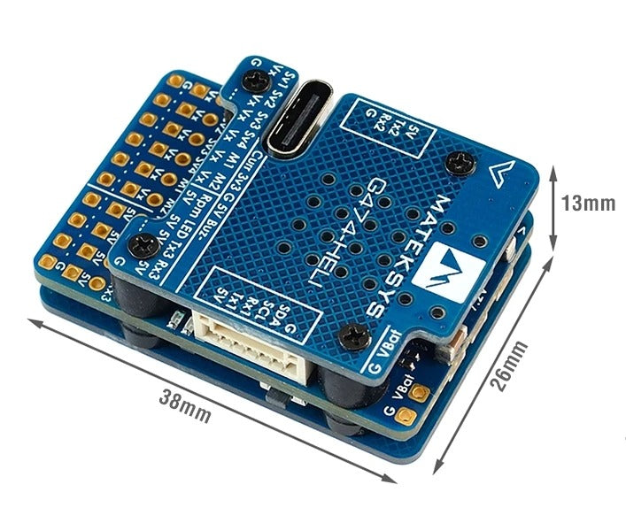 MAT-G474-HELI MATEK Mateksys RC HELICOPTER FLYBARLESS CONTROLLER G474-HELI STM32G474, ICM42688P, SPL06L, 2x BEC, Rotorflight