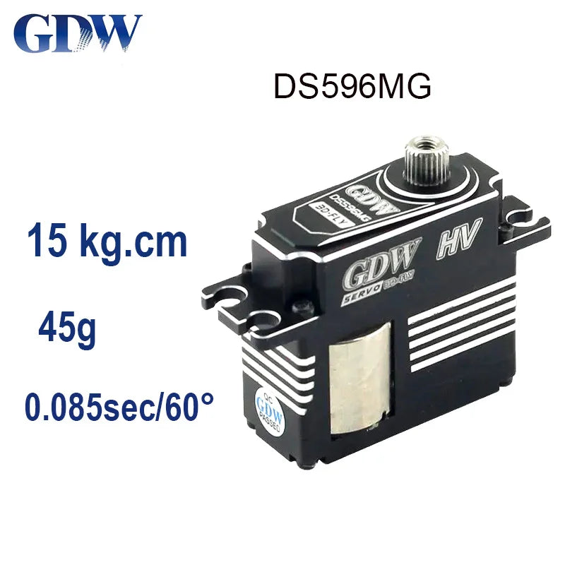 mini digital servo metal gear GDW DS596MG Mini HV Digital Servo – 15kg 0.085s Coreless Metal Gear