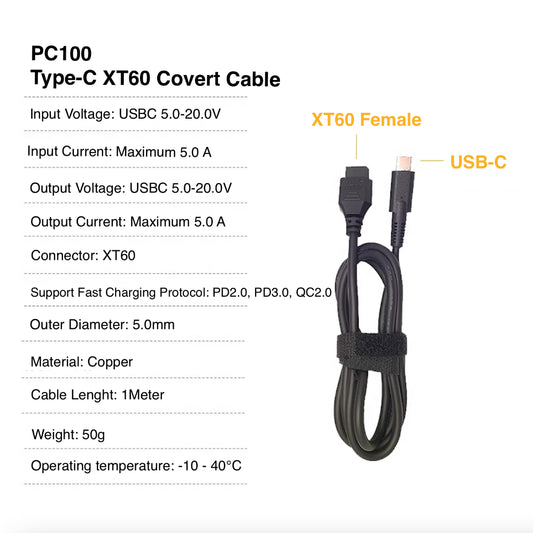 HOTA-PC100 HOTA PC100 Type-C XT60 Charging Cable