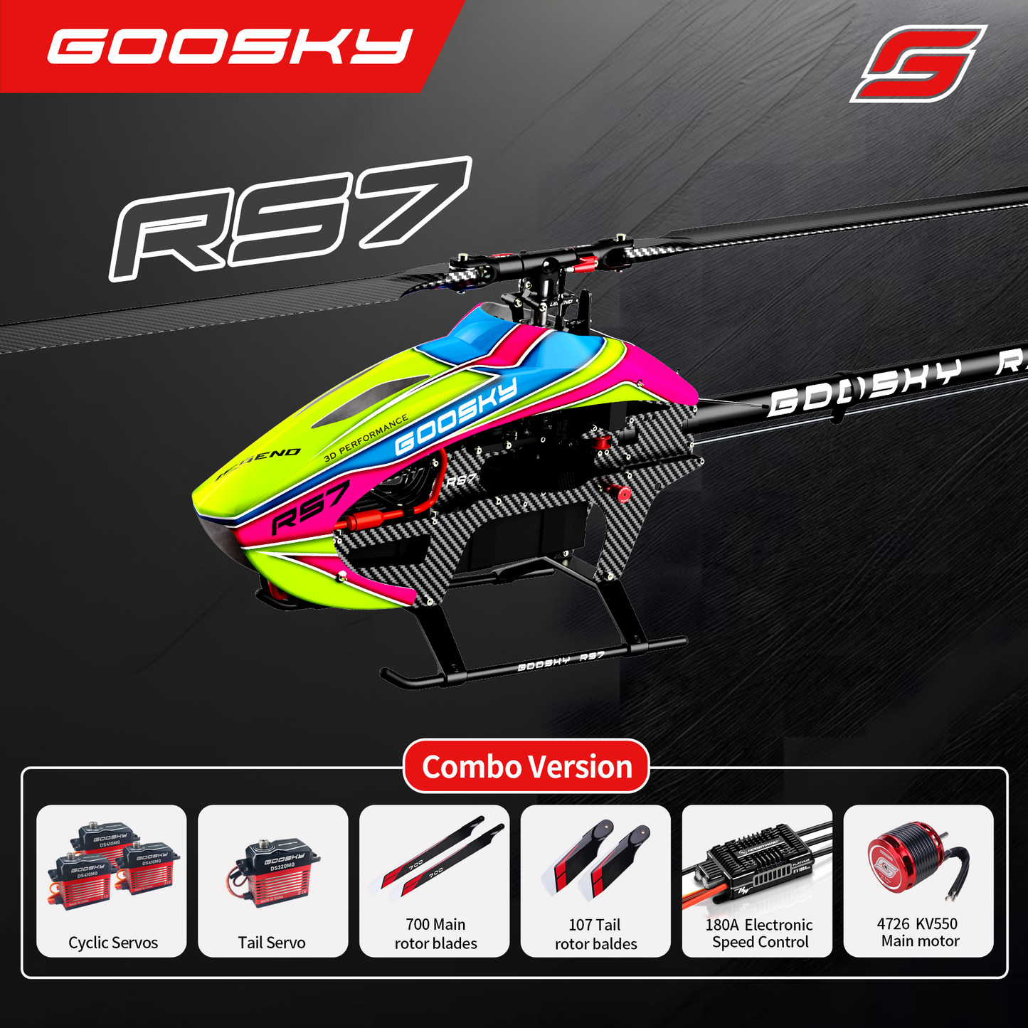 BAF990014 Goosky RS7 Yellow Combo 1 - 4726/550KV 12-14S