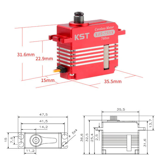 KST-X15-755X KST X15-755X Digital Servo HV 8.4V 0.04s 10.2kg.cm 142oz.in