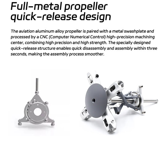 FS91 Flywing Quick Disconnect 4 Blade Rotor head set V2 long