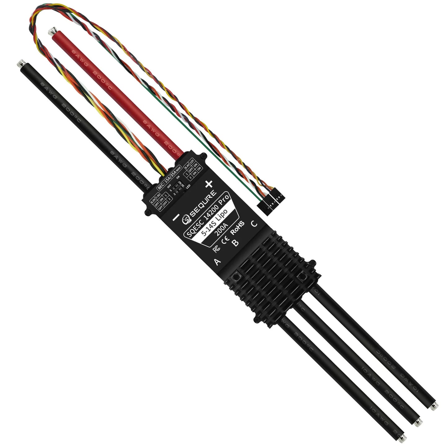 SEQURE SQESC 14200 Pro Brushless ESC 5-14S 200A ESCape32 15A/35A 12V BEC