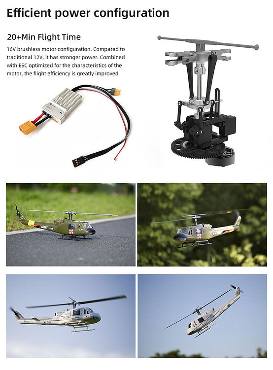 UH-1-V4-RTF-G Flywing UH-1 V4 Green 10CH GPS 3D Auto Return Hovering RC RTF Helicopter