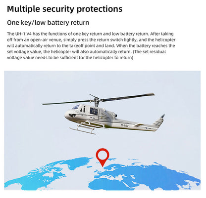 UH-1-V4-RTF-G Flywing UH-1 V4 Green 10CH GPS 3D Auto Return Hovering RC RTF Helicopter