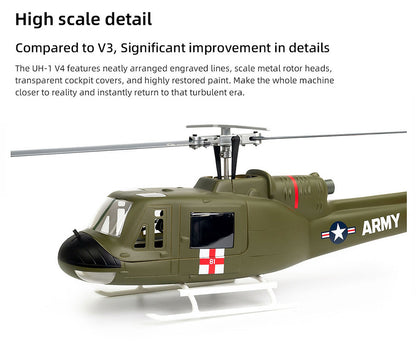 UH-1-V4-RTF-G Flywing UH-1 V4 Green 10CH GPS 3D Auto Return Hovering RC RTF Helicopter