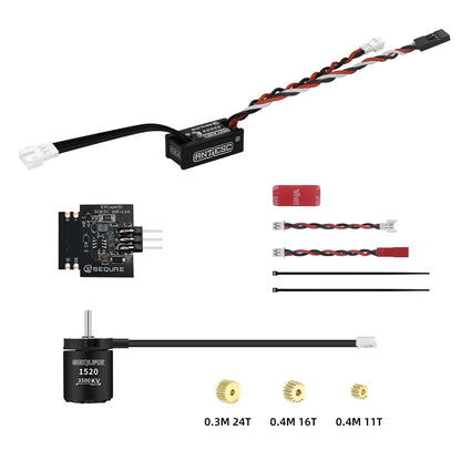 SEQURE ANT ESC / 1520 Motor / WiFi-Link Combo 2-3S ESCape32 3A BEC 6V High Performance Brushless Power Kit Suitable for 1/24, 1/18, 1/16 RC Crawlers
