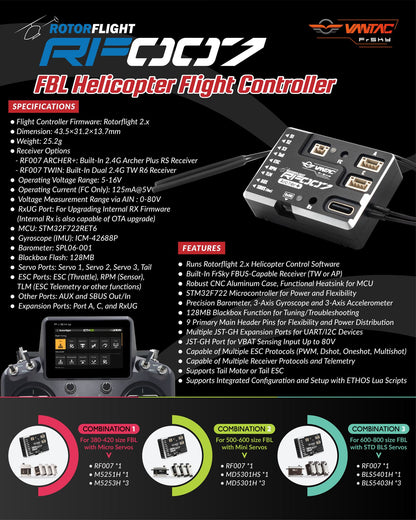 FSK-03021861 FrSky RF007 TW FBL Rotorflight Flybarless Controller Twin Protocol