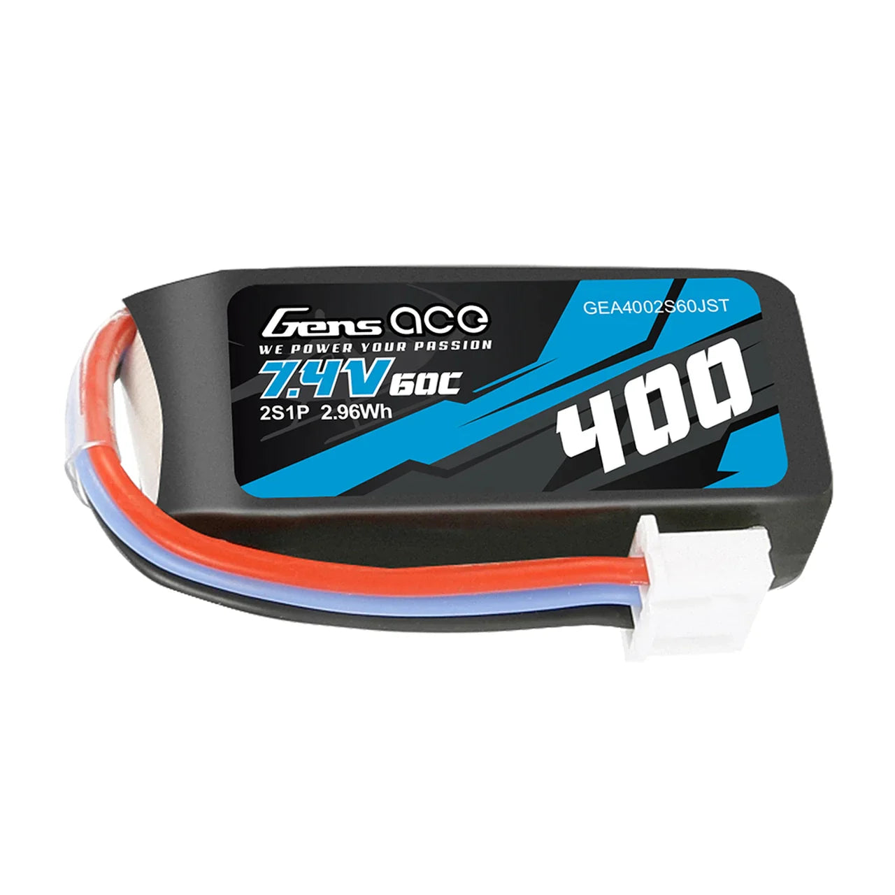 GEA4002S60JST Gens Ace 400mAh 7.4V 60C 2S1P Lipo Battery Pack With JST-XHR Plug Goosky S1 Battery