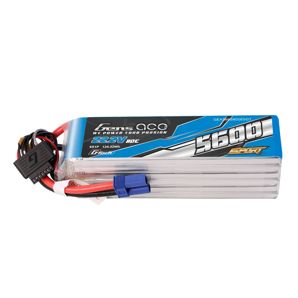 Gens Ace Sport G-Tech 5600mAh 6S 80C 22.2V LiPo Battery – EC5