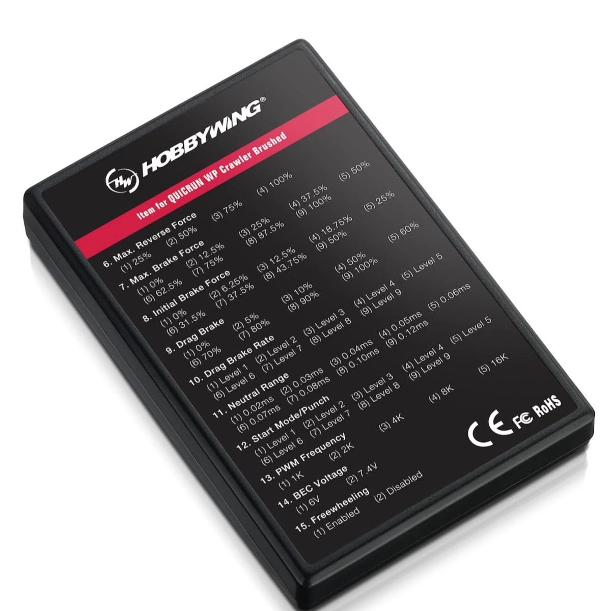 Rc Card Features HW30501003 Hobbywing LED Program Card – New England RC