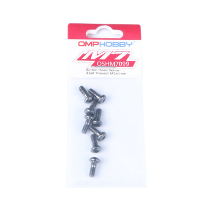 OSHM7099 OMP HOBBY M7 Helicopter Parts Button Head Screw (Half Thread) M3x8