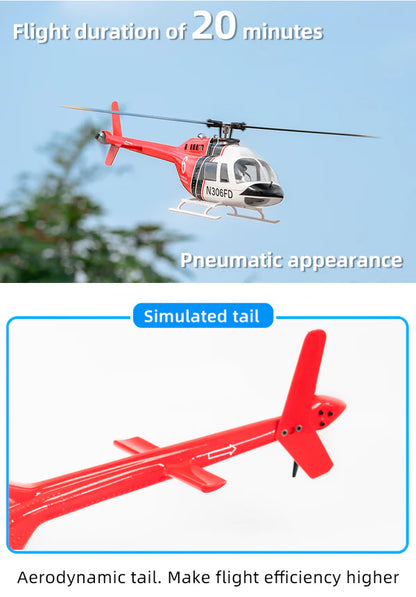 BELL206-RTF Flywing Bell-206 V3 6CH GPS 3D Hovering Auto Return RC RTF Helicopter