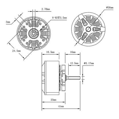 SEQURE 3625 1800KV High Performance Brushless Motor High Torque 1/10 RC Crawler Vehicles