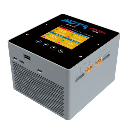 HOTA F6 Ultra Quad Channel Smart Charger (GaN+SiC, 1000W DC / 500W AC, 1–6S)