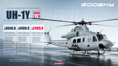 Goosky E7 UH-1Y Venom Scale RC Helicopter VBar Edition PNP - BNF070004