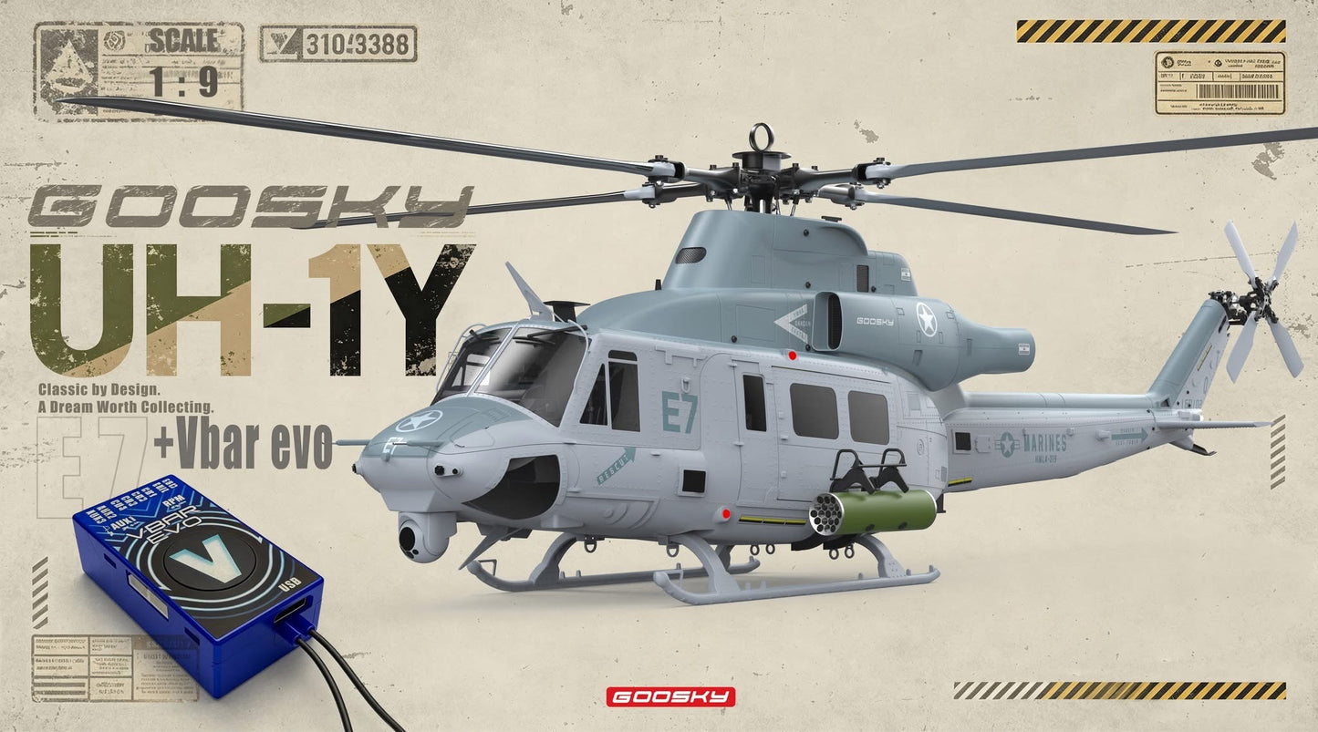 Goosky E7 UH-1Y Venom Scale RC Helicopter VBar Edition PNP - BNF070004