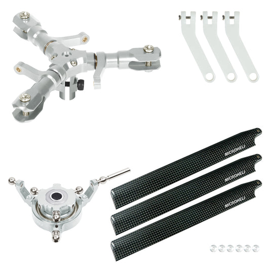Microheli CNC Triple Carbon Fiber Blade Conversion Set for OMP Hobby M2 V3 Sport / Pro
