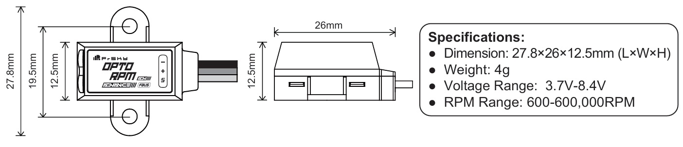 FrSky Opto RPM ADV Sensor – Optical RPM Telemetry, FBUS & Smart Port