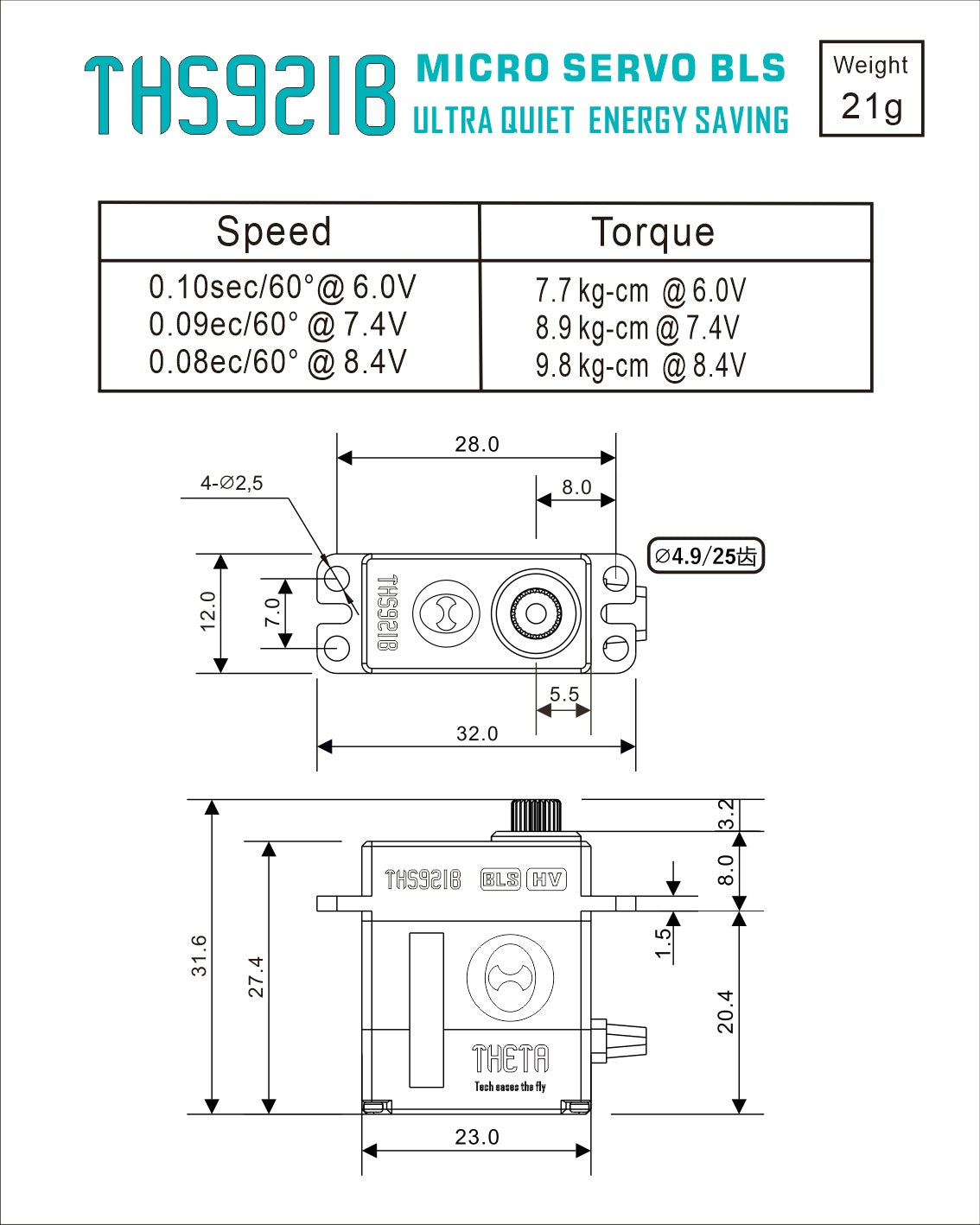 THS921B HV Micro Brushless Cyclic Servo