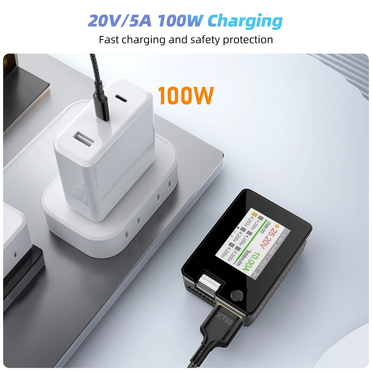 USB-C to XT60 Charging Cable for Hota Toolkitrc SC100 Type-C to XT60 Cable For Hota Toolkitrc 100W Fast Charging Power Cable