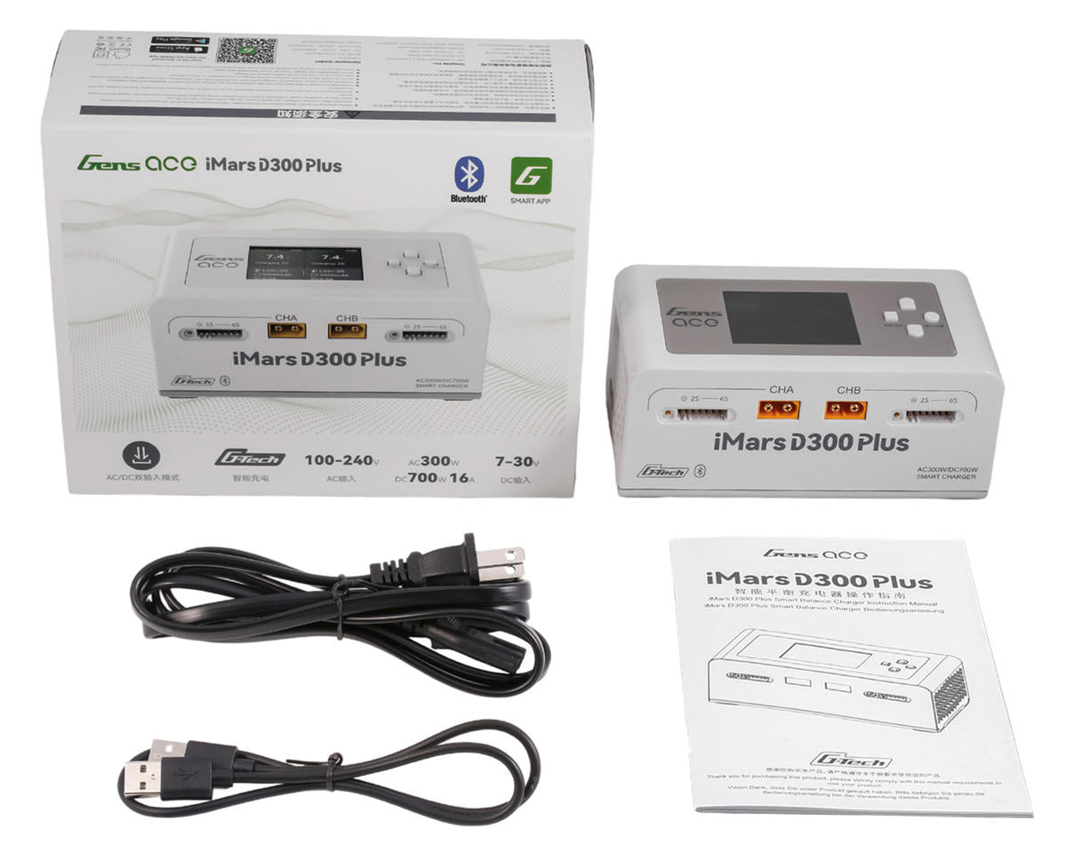 GEA300WPLUS Gens Ace iMars D300 Plus G-Tech Smart Dual AC/DC Charger (6S/16A) (AC-300W) (DC-350W x2) w/Bluetooth App Control