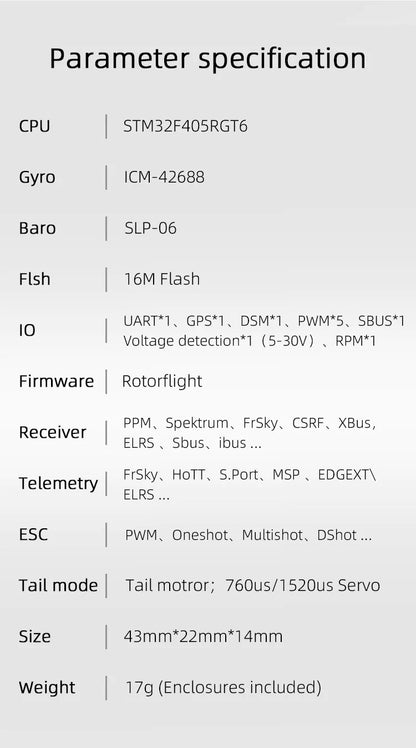 FW-HELI405 Fly Wing HELI405 Flight Controller Rotorflight