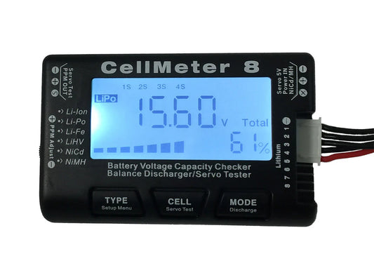 AC-CM8V2 CellMeter 8 v2 1-8s LIPO Battery Cell Checker and PWM Servo Tester