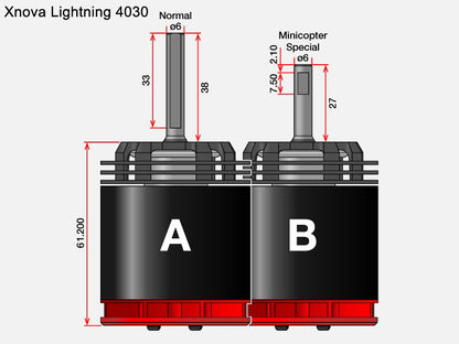 LGT40301000KVA Xnova Lightning 4030-1000KV Brushless Motor with 6mm Shaft (Shaft A)