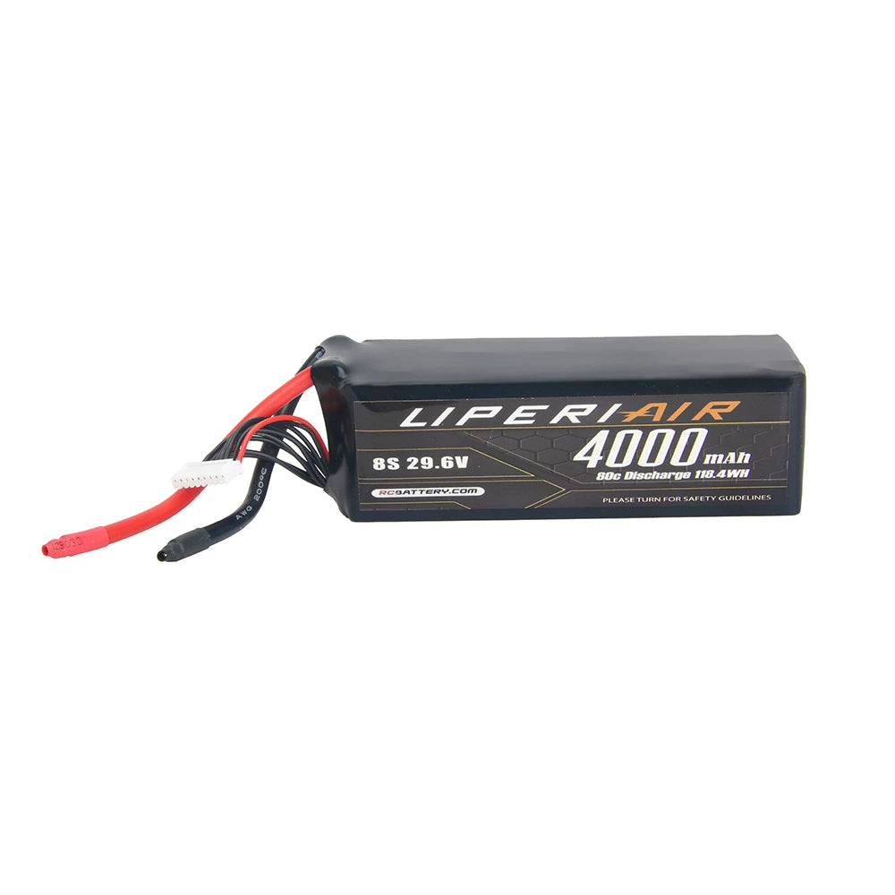 LPL40008S80 LiperiAir 4000mAh 8S 80C 29.6V Lipo Battery Pack With XT90-S and EC5 Plugs (Not Soldered)