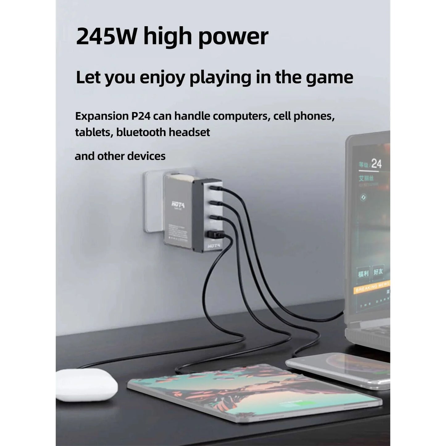 HOT-P24 HOTA P24 PD 248W USB Type-C Charger w/ 3-6S XT60 Input