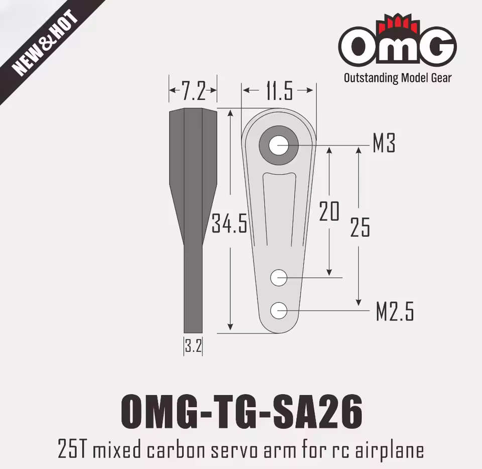 OMG-TG-SA26 Futaba 25T Servo Arms Helicopter